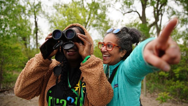 birders with binoculars BIPOC